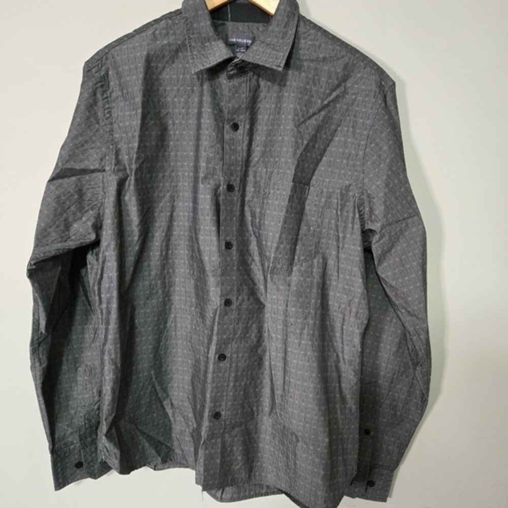 VAN HEUSEN mens dress shirt long sleeve  grey large  16-16  12